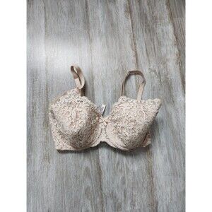 Victoria’s Secret Body Beige Nude Lace Detail Bow Lined Demi Bra Underwire 34DDD
